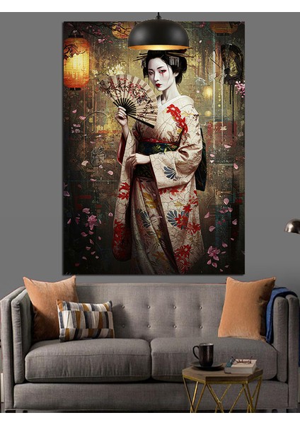 Geleneksel Japon Kadın Dekoratif Kanvas - Mdf Ahşap Tablo modelleri