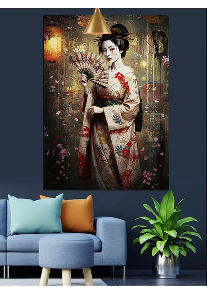 Geleneksel Japon Kadın Dekoratif Kanvas - Mdf Ahşap Tablo fırsatları
