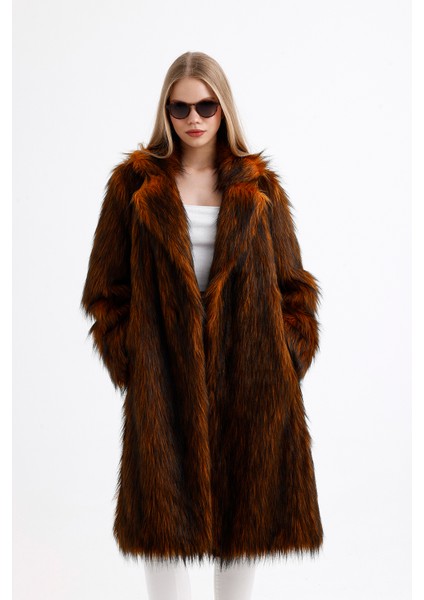 Ingiliz Yaka Kürk Manto (Yüksek Gramaj Ekstra Kalın)