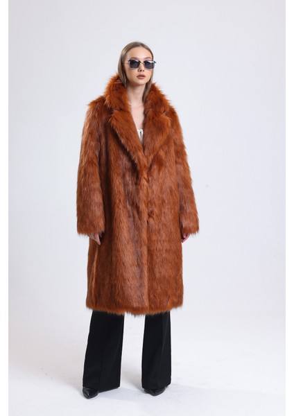 Ingiliz Yaka Kürk Manto (Yüksek Gramaj Ekstra Kalın)