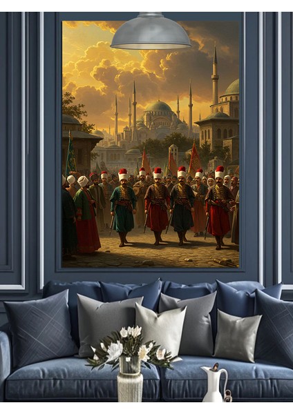 Osmanlı Askeri Tören Dekoratif Kanvas - Mdf Ahşap Tablo