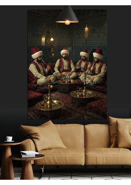 Osmanlı Nargile Sohbet Dekoratif Kanvas - Mdf Ahşap Tablo fiyatları