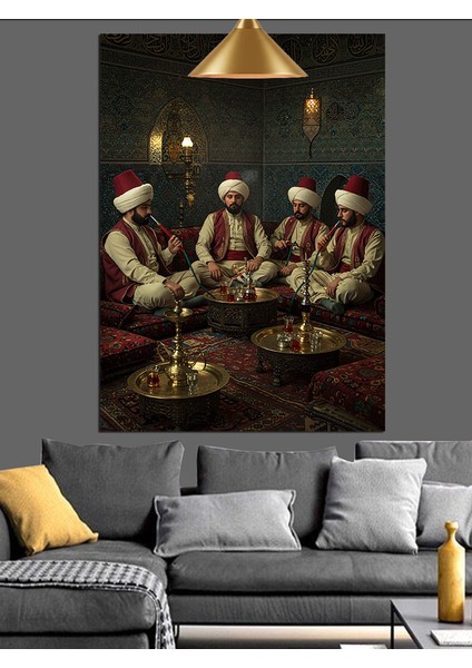Osmanlı Nargile Sohbet Dekoratif Kanvas - Mdf Ahşap Tablo modelleri