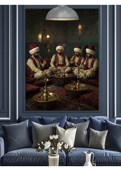 Osmanlı Nargile Sohbet Dekoratif Kanvas - Mdf Ahşap Tablo fırsatları