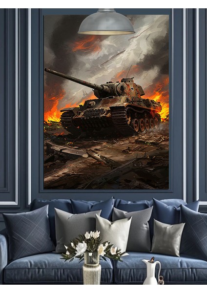 Savaş Alanı Tank Dekoratif Kanvas - Mdf Ahşap Tablo fırsatları