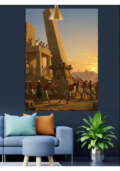 Antik Dikilitaş Heykel Dekoratif Kanvas - Mdf Ahşap Tablo