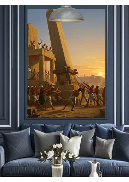 Antik Dikilitaş Heykel Dekoratif Kanvas - Mdf Ahşap Tablo fırsatları