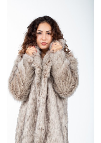 Ingiliz Yaka Kürk Manto (Yüksek Gramaj Ekstra Kalın)