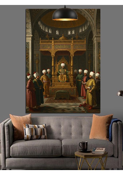 Tahtta Osmanlı Padişah Dekoratif Kanvas - Mdf Ahşap Tablo fiyatları