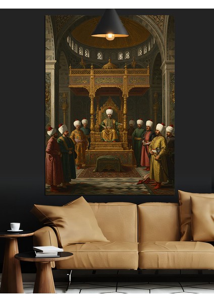 Tahtta Osmanlı Padişah Dekoratif Kanvas - Mdf Ahşap Tablo fırsatları