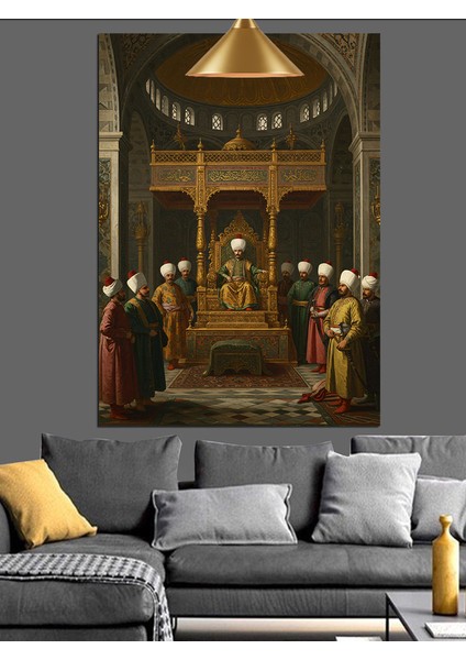 Tahtta Osmanlı Padişah Dekoratif Kanvas - Mdf Ahşap Tablo indirimleri