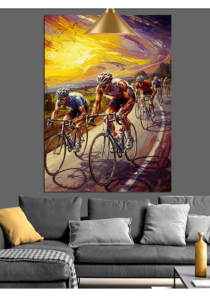 Bisikletçi Grup Yarış Dekoratif Kanvas - Mdf Ahşap Tablo modelleri