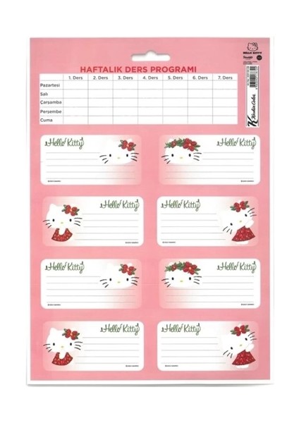 Hello Kitty Okul Etiketi 3 Sayfa 24 Etiket - 2 Paket