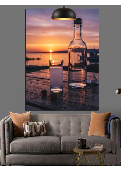 Gün Batımı ve Rakı Dekoratif Kanvas - Mdf Ahşap Tablo fiyatları