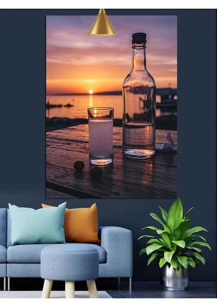 Gün Batımı ve Rakı Dekoratif Kanvas - Mdf Ahşap Tablo modelleri