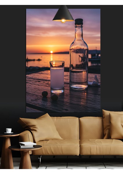 Gün Batımı ve Rakı Dekoratif Kanvas - Mdf Ahşap Tablo fırsatları