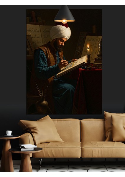 Osmanlı Bilgin Çalışma Dekoratif Kanvas - Mdf Ahşap Tablo
