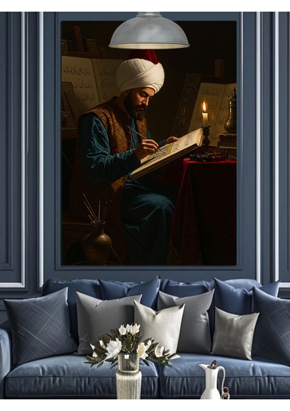Osmanlı Bilgin Çalışma Dekoratif Kanvas - Mdf Ahşap Tablo modelleri