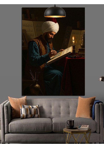 Osmanlı Bilgin Çalışma Dekoratif Kanvas - Mdf Ahşap Tablo fırsatları