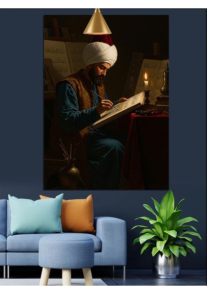 Osmanlı Bilgin Çalışma Dekoratif Kanvas - Mdf Ahşap Tablo indirimleri
