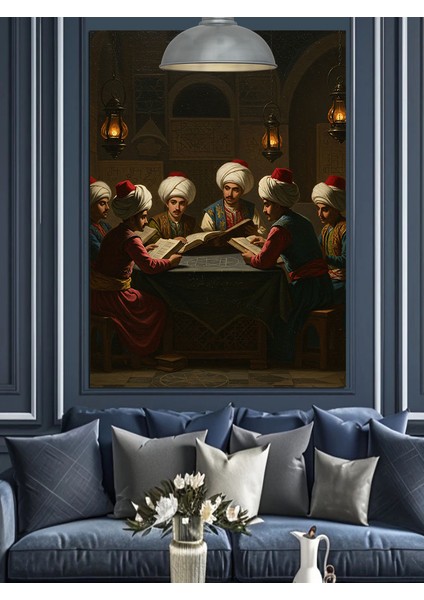 Osmanlı Bilginler Sohbet Dekoratif Kanvas - Mdf Ahşap Tablo