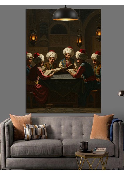 Osmanlı Bilginler Sohbet Dekoratif Kanvas - Mdf Ahşap Tablo fiyatları