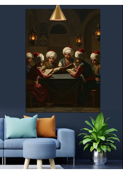 Osmanlı Bilginler Sohbet Dekoratif Kanvas - Mdf Ahşap Tablo modelleri