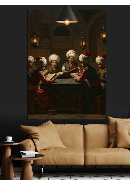 Osmanlı Bilginler Sohbet Dekoratif Kanvas - Mdf Ahşap Tablo fırsatları