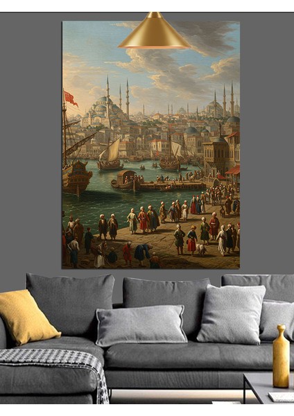 Osmanlı Liman Manzarası Dekoratif Kanvas - Mdf Ahşap Tablo