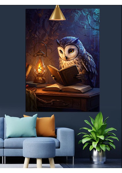 Kitap Okuyan Baykuş Dekoratif Kanvas - Mdf Ahşap Tablo modelleri