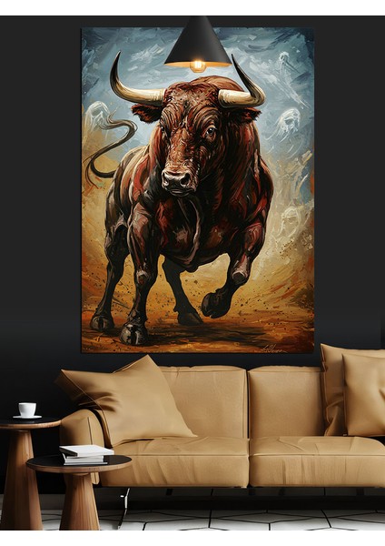Kızgın Boğa Koşusu Dekoratif Kanvas - Mdf Ahşap Tablo modelleri
