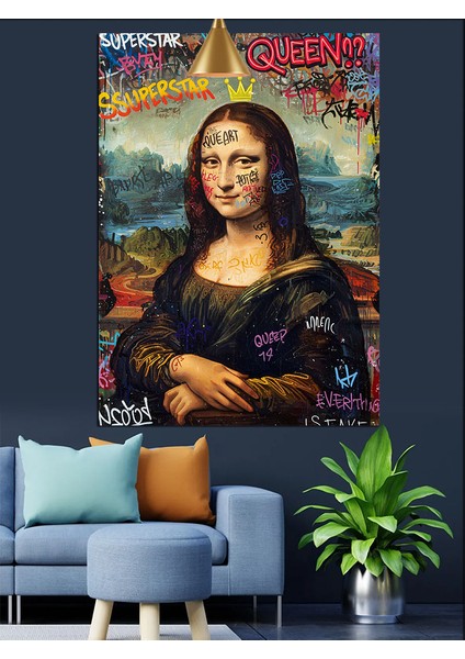 Graffiti Mona Lisa Dekoratif Kanvas - Mdf Ahşap Tablo fırsatları