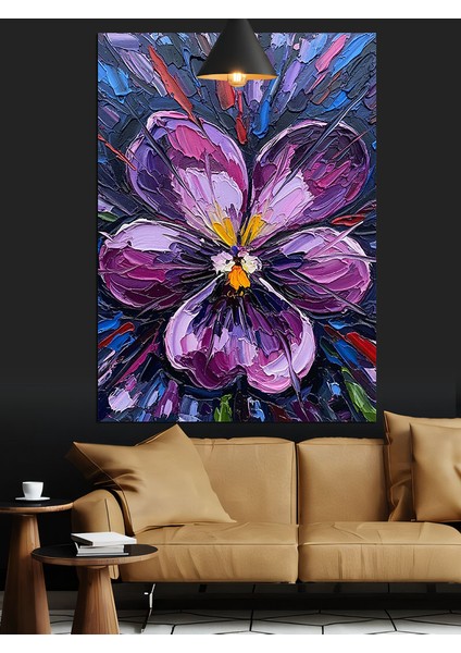 Fırça Darbe Çiçek Dekoratif Kanvas - Mdf Ahşap Tablo
