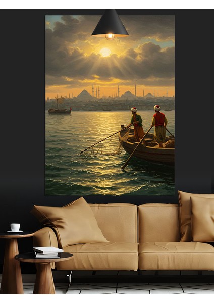 Osmanlı Gün Batımı Sandal Dekoratif Kanvas - Mdf Ahşap Tablo fiyatları