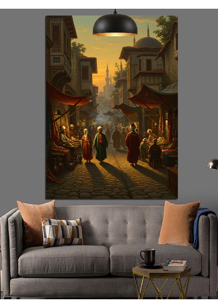 Osmanlı Sokak Hayatı Dekoratif Kanvas - Mdf Ahşap Tablo