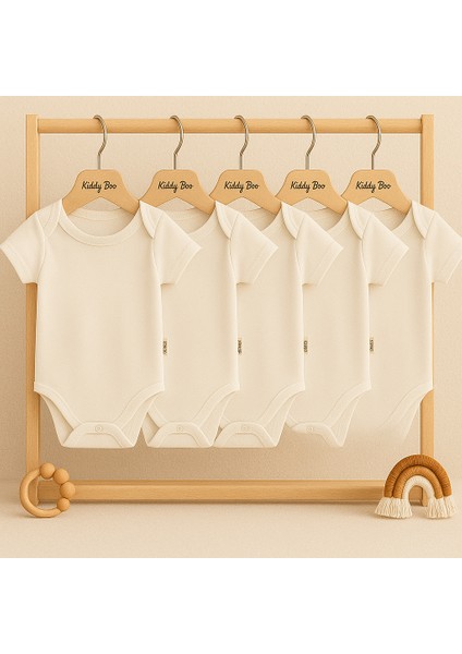 5 Li Set Organik %100 Pamuk 0-3 Aylık 3 Yaş Arası Kız Erkek Çıtçıtlı Body Zıbın