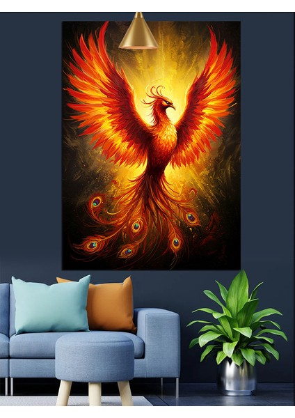 Alevli Anka Kuşu Dekoratif Kanvas - Mdf Ahşap Tablo