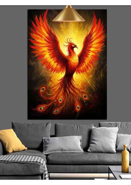 Alevli Anka Kuşu Dekoratif Kanvas - Mdf Ahşap Tablo modelleri