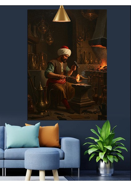 Osmanlı Bilgin Çalışma Dekoratif Kanvas - Mdf Ahşap Tablo