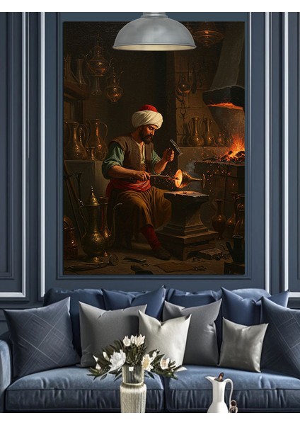 Osmanlı Bilgin Çalışma Dekoratif Kanvas - Mdf Ahşap Tablo fırsatları