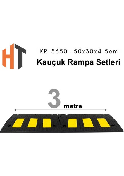 Kauçuk Rampa Set, Otopark Rampası, Kaldırım Rampası 50X30X4,5 cm 3 Metre