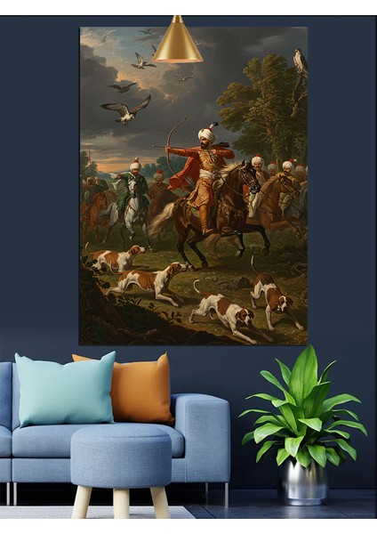 Osmanlı Avcılar ve Köpekler Dekoratif Kanvas - Mdf Ahşap Tablo fiyatları