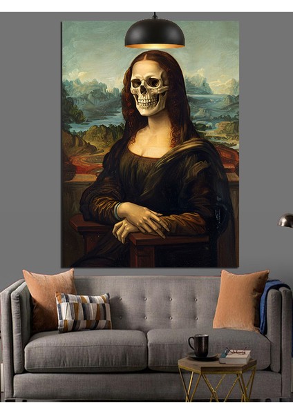 Iskelet Mona Lisa Dekoratif Kanvas - Mdf Ahşap Tablo