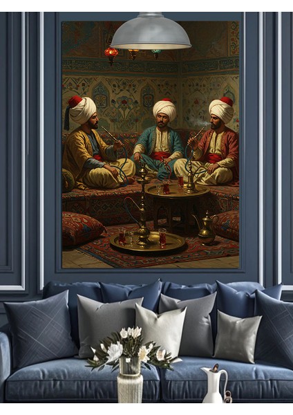 Osmanlı Kahve Sohbet Dekoratif Kanvas - Mdf Ahşap Tablo