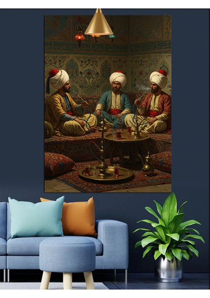 Osmanlı Kahve Sohbet Dekoratif Kanvas - Mdf Ahşap Tablo modelleri