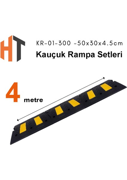 Kauçuk Rampa Set, Otopark Rampası, Kaldırım Rampası 50X30X4,5 cm 4 Metre