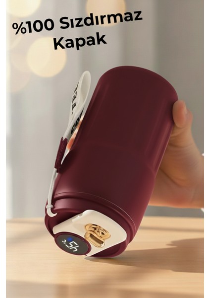 Kişiye Özel Dijital Isı Göstergeli Paslanmaz 304 Bordo Çelik Bardak Termos Mug Kupa 400ML modelleri
