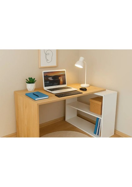 Zen Çalışma Masası Safir Meşe Beyaz %100 Mdf