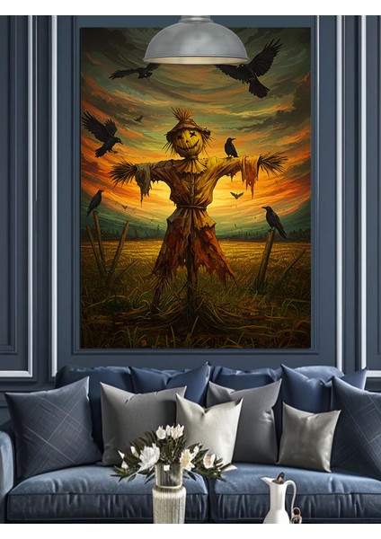 Kargalı Korkuluk Tarlası Dekoratif Kanvas - Mdf Ahşap Tablo