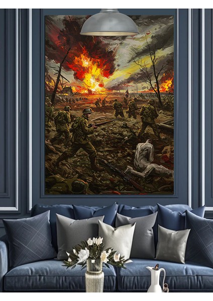 Savaş Alanı Patlama Dekoratif Kanvas - Mdf Ahşap Tablo modelleri